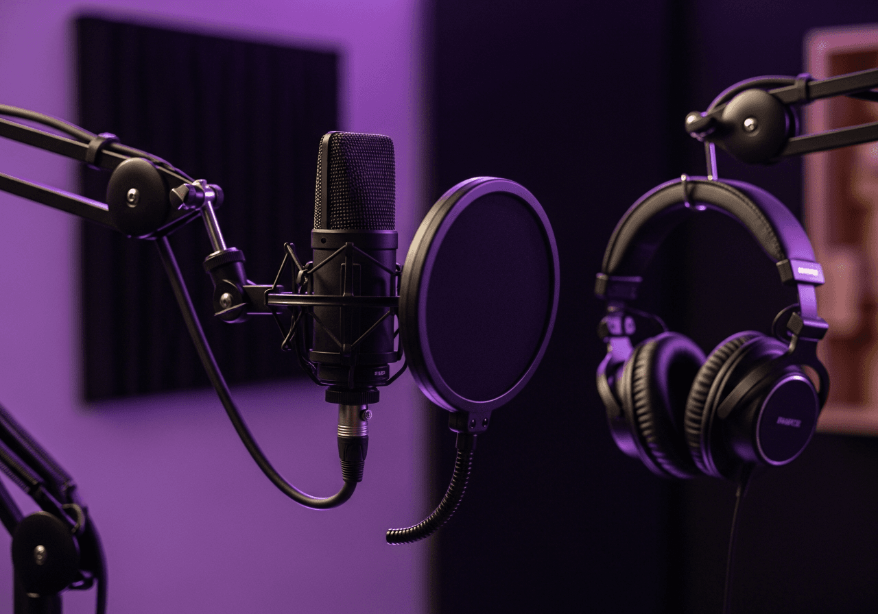 Broadcast microphone close-up